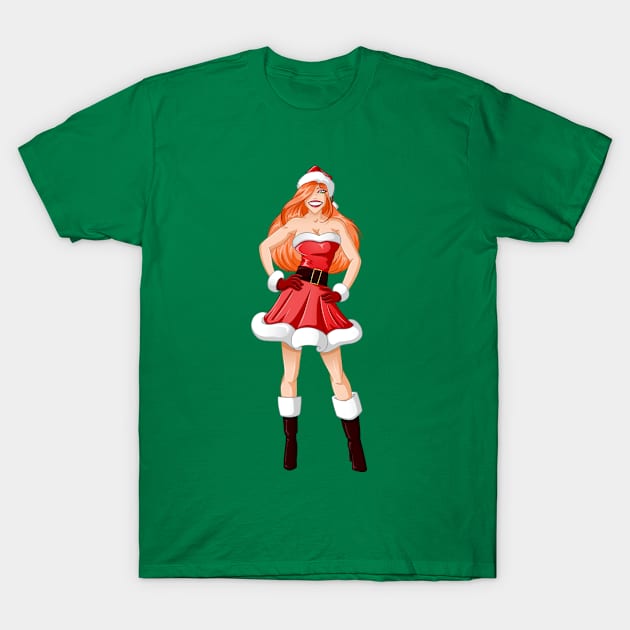 Woman Dressed In Sexy Santa Clothes For Christmas T-Shirt by LironPeer